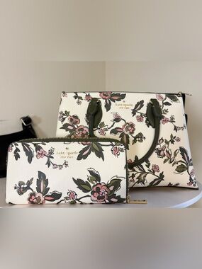 Kate Spade Madison Floral Medium Satchel & Madison continental zip around wallet